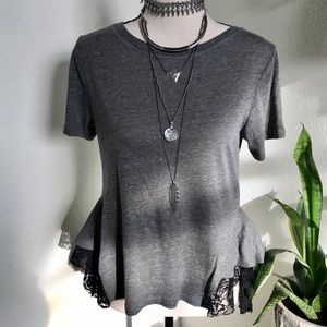 Heather gray lace detail shirt